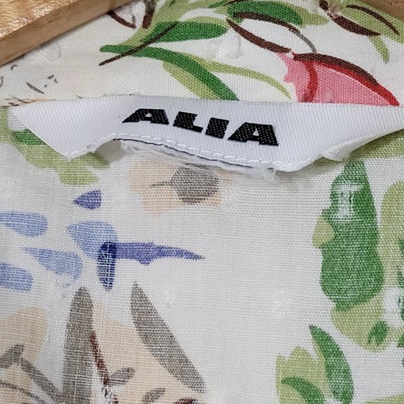 Alia vintage Short Sleeve Button Front Tropical Print Blouse Shirt Casual Collar - Picture 3 of 10